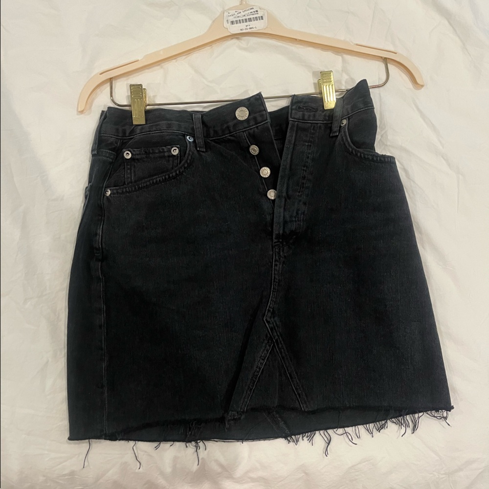 AGOLDE distressed hem mini skirt